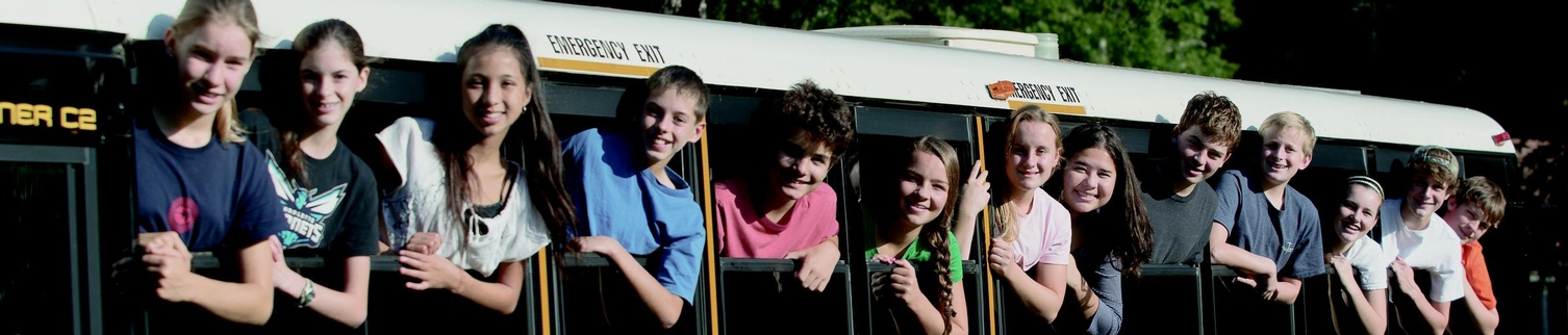 Adolescent students on bus