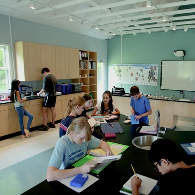 students working in science lab